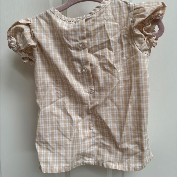Good Lad 12M Brown & White Plaid Short Sleeve Blouse - Picture 2 of 4